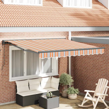 vidaXL - Zonnescherm - Frame - Blauw - en - Oranje - 300 - x - 250 - cm
