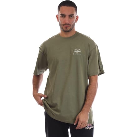 Avirex Heren Crotona Logo Oversized T-shirt (Leger Khaki)