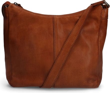 Manfield - Cognac leren schoudertas