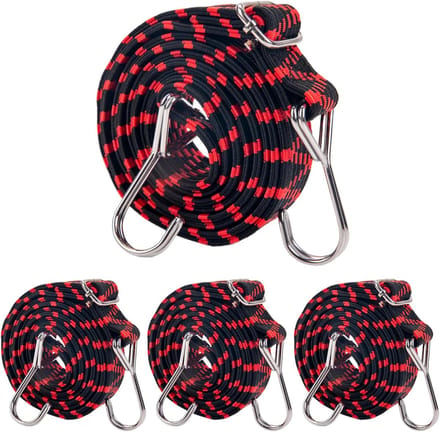 spanrubber met haken (4 stuks 2 m rood)