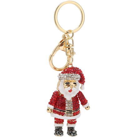 Kerstman Sleutelhanger Ketting Legering Strass Kerst Autosleutelhanger Charm Hanger beige