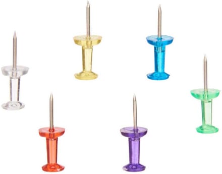 Pincello Punaises/pushpins - 60x - fluor transparant - voor prikbord/memobord