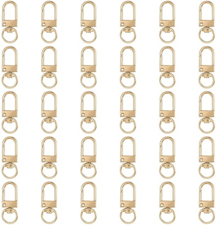 Dailygoods- Karabijnhaak Goud - 30 Stuks - Sleutelhanger - Kreeftgesp - D-ring - 360° Draaibare Sluiting - Zinklegering 3,2 x 1,2 cm