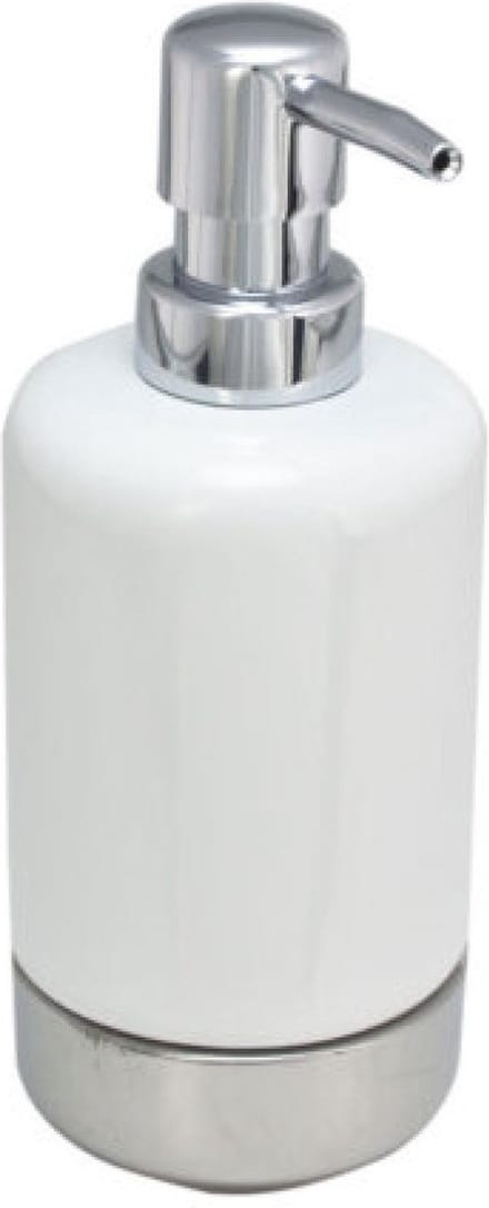 Svenska Living Zeeppompje/dispenser - wit met zilver - keramiek - 300 ml - navulbaar - keuken/toilet/badkamer