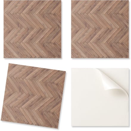 Decoratieve vinyl vloertegels met visgraatpatroon 9x30x30 cm