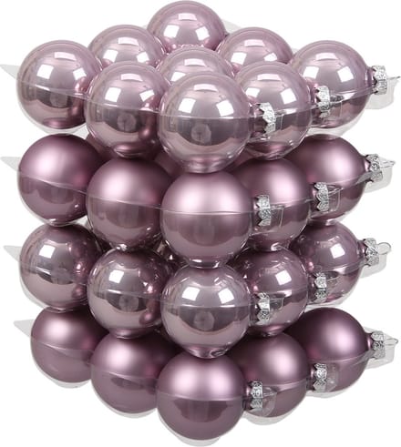 Othmar Decorations Kerstballen - 36x st - salie paars/lichtpaars - 6 cm - glas - mat/glans