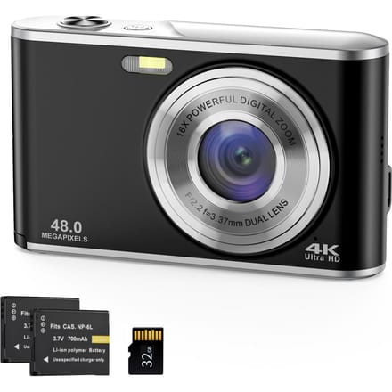 Kindercamera 4K digitale camera Videocamera met flitslicht 1/4 inch schroefgat 48 MP dubbele lenzen 16X
