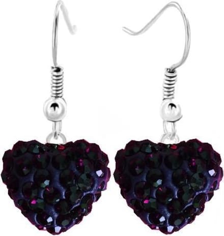 Fako Bijoux® - Oorbellen - Disco Dots - Hanger - Hart - Amethist