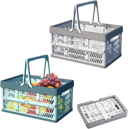 Set van 2 Opvouwbare Dozen, Compacte Campingoplossing, Handige Plastic Opbergmanden voor Thuis, Snacks en Badkameropslag
