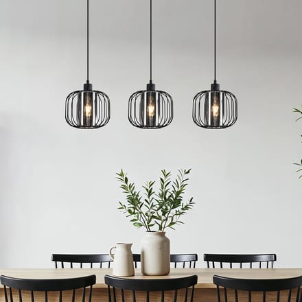 LumenXL Hanglamp Dilan - smoke glas, 3-lichts - zwart