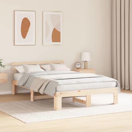vidaXL - Bedframe - met - hoofdeinde - Naturel - 120 - x - 200 - cm - Massief - grenenhout