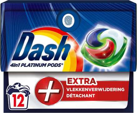 Dash Wasmiddelcapsules 4in1 Platinum Pods +Extra Vlekkenverwijderaar - 12 stuks