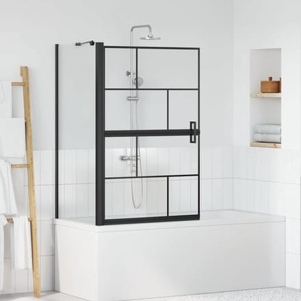 vidaXL - Bad - Douche - Scherm - Zwart - en - Transparant - 80 - x - 68 - x - 128 - cm