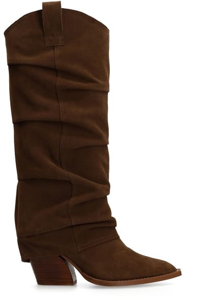 Sacha - Dames - Bruine suède cowboylaarzen met flap - Maat 39