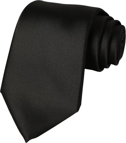 Fako Fashion - Stropdas - Effen - Satijn - 8cm - 145cm - Zwart
