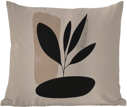 Buitenkussen - Plant - Beige - Japandi - 45x45 cm - Weerbestendig