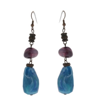 Behave - Oorbellen - Oorhangers - Blauw Paars - Boho Chic Look - 8 cm