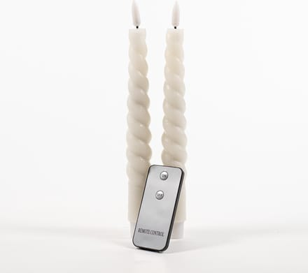 Anna's Collection LED dinerkaarsen swirl - ivoor/creme - 2x st - 23 cm