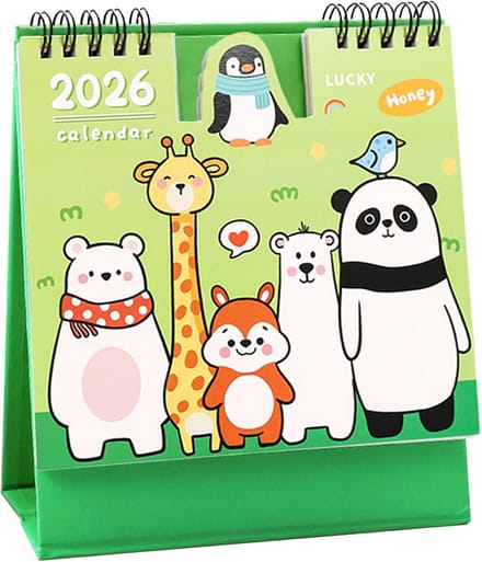 Mini Bureaukalender 2026 Maandoverzicht Cartoon Pinguïn