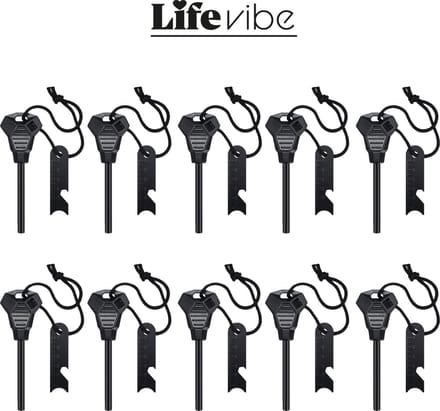 LifeVibe© Vuurstarter 10 stuks - Vuursteen Strijker - Firesteel - Firestarter Survival - Magnesium Stick