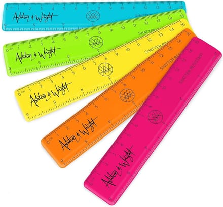 Set van 5 Linialen 15 cm / 6 Inch - Versplinterbestendig en Neon Gekleurd