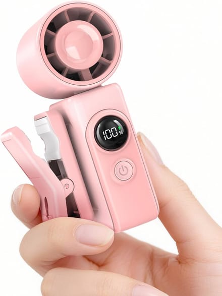 Handventilator - Draagbare Turbo Ventilator - USB Oplaadbaar - Met 360° Clip en LED Display - 4 Snelheden - Roze