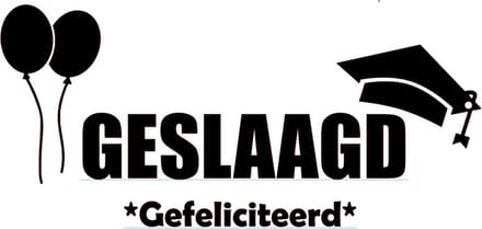 Hip met Pit Creaties Raamsticker Geslaagd met Naam - Gepersonaliseerd - 58x28cm - Eindexamen Afstuderen - Wit of Zwart