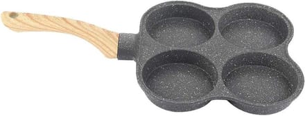Omelet Pan - Pannenkoekenpan Eierpan - Ontbijt Maken - Vier Gaten Ontwerp - 620 Gram - Zilver