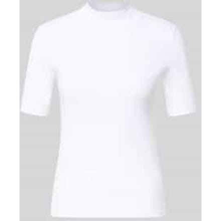 T-shirt met geribde opstaande kraag