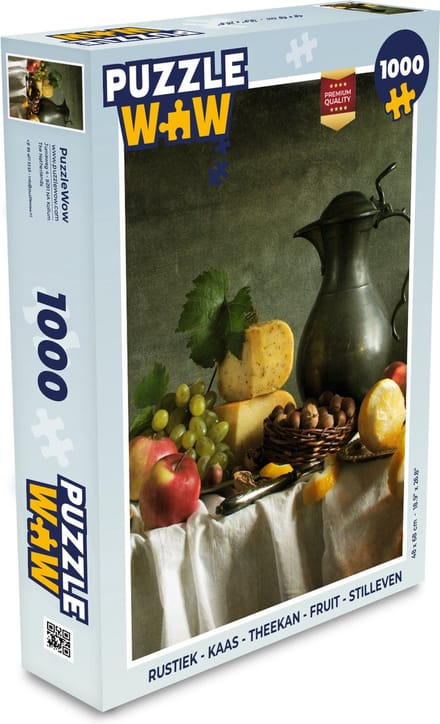 Puzzel Rustiek - Kaas - Theekan - Fruit - Stilleven - Legpuzzel - Puzzel 1000 stukjes volwassenen