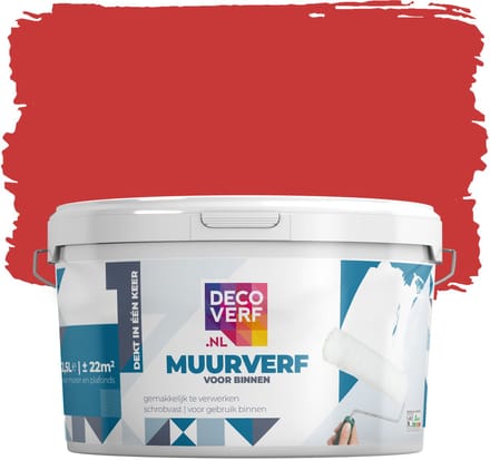 Decoverf muurverf mat vurigrood, 2.5L