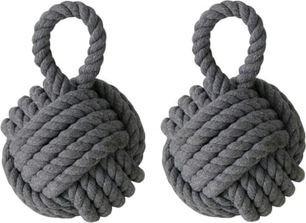Boltze deurstopper knoop - 2x - 1.2 kilo - grijs - jute - 23 x 15 cm