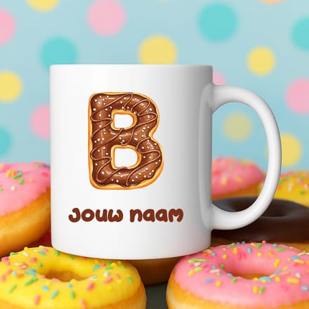 Mok - Donut letter B – Gepersonaliseerd met naam – Grappige Mokken