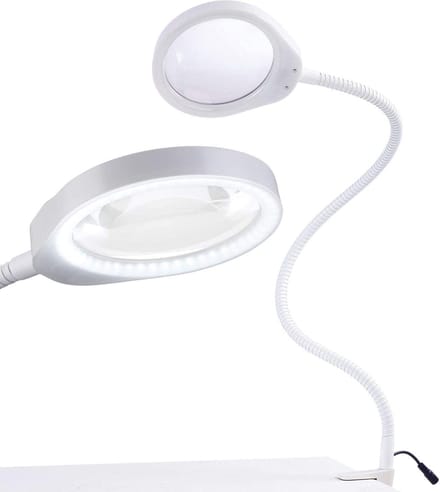 Loeplamp vergrootglas met LED verlichting en tafelklem - Wit