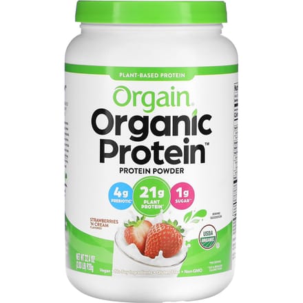 Orgain, Poudre de Protéines Biologiques, Végétale, Fraises et Crème, 32,4 oz (920 g)