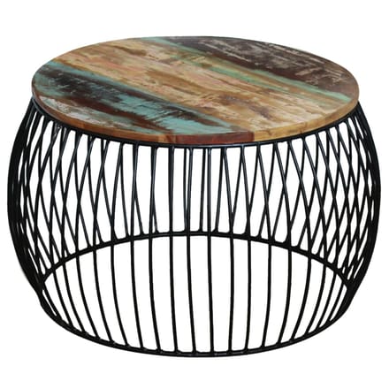 vidaXL - Salontafel - rond - 68x37 - cm - massief - gerecycled - hout