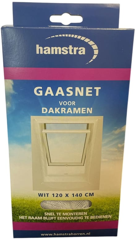 Hamstra gaasnet voor dakramen - wit - 120x140 cm - wasbaar - bevestigingsclips
