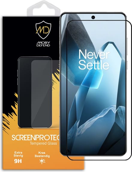 MobyDefend Screenprotector - Geschikt voor OnePlus 13 - Screensaver Met Zwarte Randen - Gehard Glas