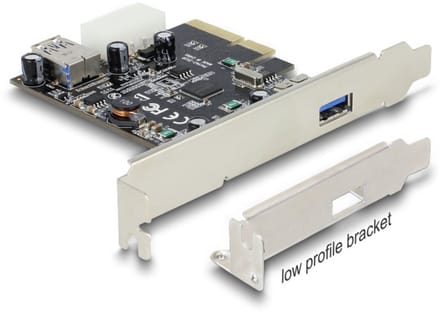 Delock PCI Express x4 Card > 1 x external + 1 x internal SuperSpeed USB 10 Gbps (USB 3.1 Gen 2) type A female
