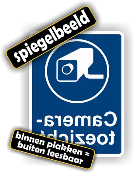 Jerma - Spiegelbeeld Raamsticker - Camera Toezicht - 15x20cm - Vinyl - zelfklevend - krasvast