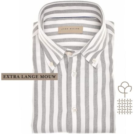 John Miller Overhemd Vertical Stripe Cotton Flanel Mouwlengte 7 Midden Grijs / male