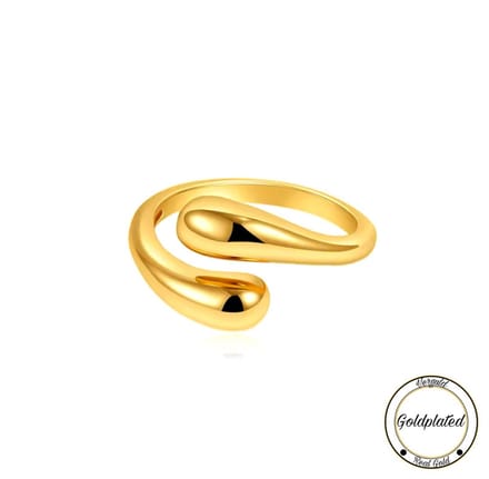 Borasi Druppel Ring Goudkleurig | Goldplated | Verstelbare Ring | Roestvrijstaal |