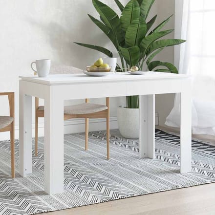 vidaXL - Eettafel - 120x60x76 - cm - bewerkt - hout - wit