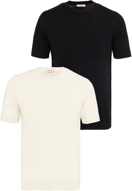 Felix Hardy Tshirt 100% Katoen - 2 Pack Heren Ecru-Zwart - M