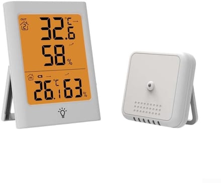 Draadloze Thermometer - Weerstation - Temperatuur Meten - Groot Touchscreen - 18 x 10 x 8 cm - Wit