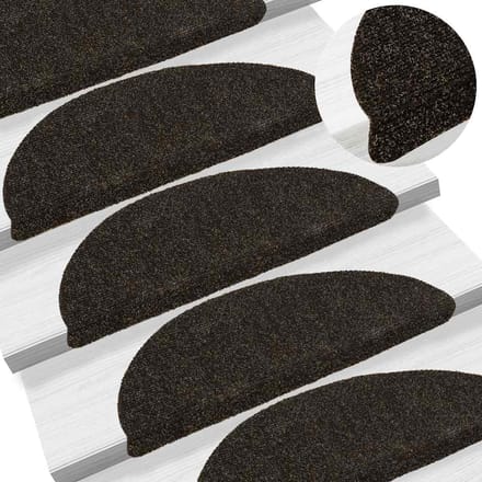 vidaXL - Trapmatten - Zelfklevend - 15 - stuks - 56x17x3 - cm - Donkerbruin - Halfrond