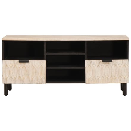 vidaXL - TV - Kast - Witte - Was - Afwerking - 100 - x - 33 - x - 46 - cm - Massief - Mango - Hout