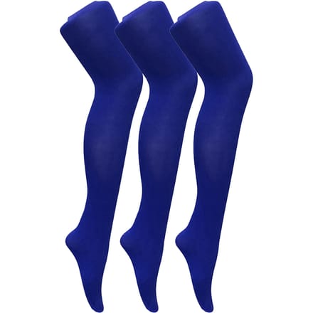 3 paar dames gekleurde ondoorzichtige 80 denier panty's - Colbalt Blue