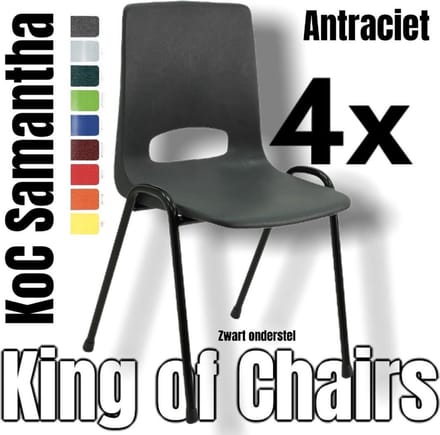 King of Chairs - Vergaderstoel - Antraciet - 4 Stuks