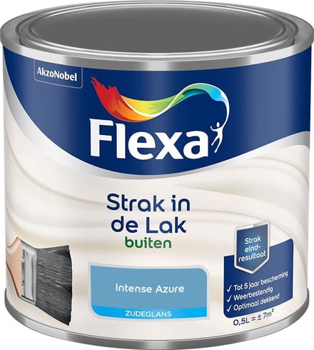 Flexa - Strak In De Lak Buitenlak Zijdeglans - Intense Azure - Mengverf - 500 Ml